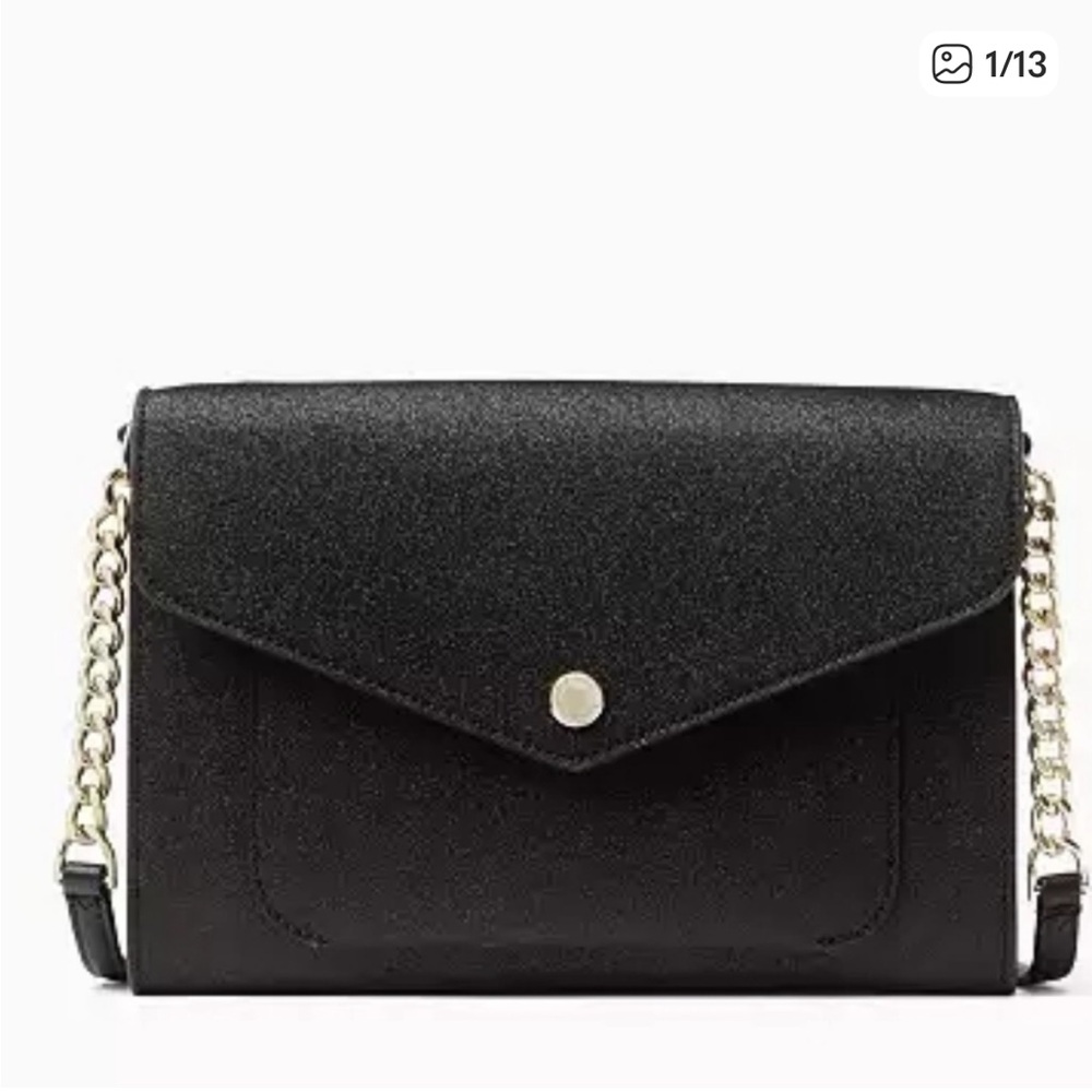 💖SPOTLIGHT💖Kate Spade Tinsel Flap Envelope Black Sparkle Crossbody Bag